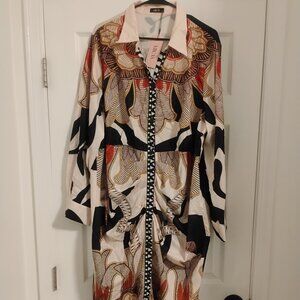 Mica's Multi-Colored Abstract Long Sleeve Button Down Dress Size 3XL